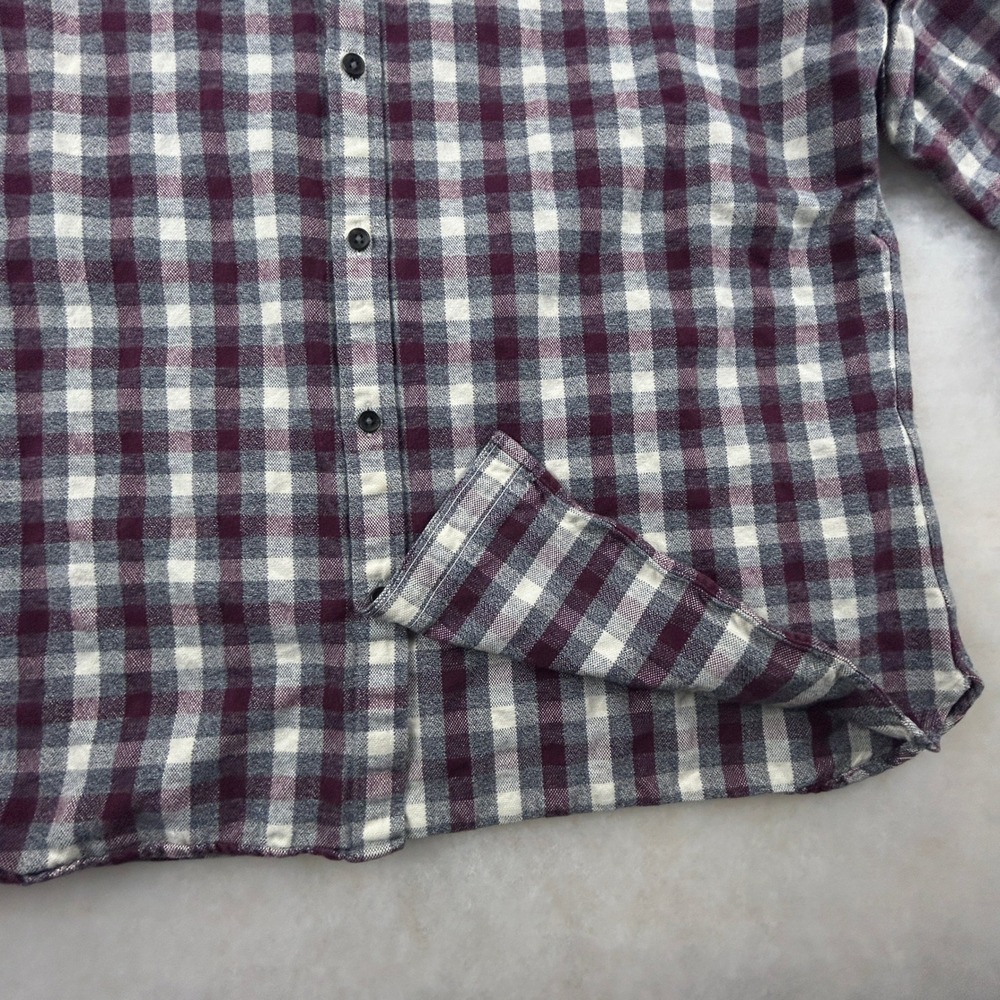 Black Brown 1826 Heavy Flannel Shirt Mens‎ XL Burgundy Gray Plaid Long Sleeve - Picture 7 of 15